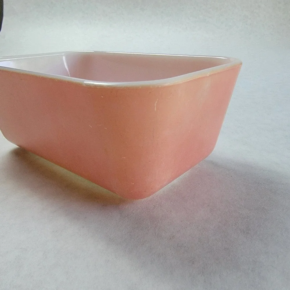 Pyrex 502 Pink Refrigerator Dish Container Rectangular Milk Glass Inside